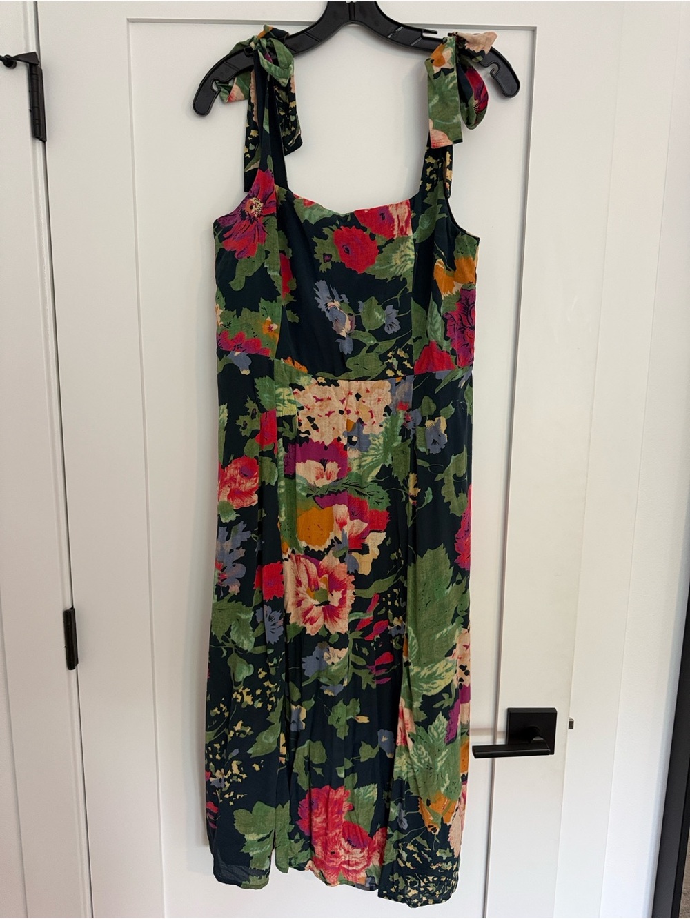 Sézane Floral Midi Dress in Navy with Pink & Green Accents - Picture 3 of 7